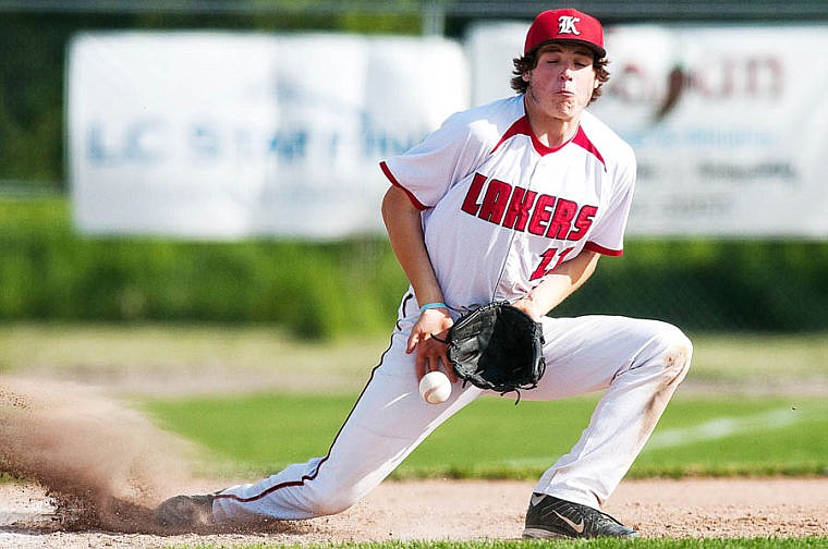 &lt;p&gt;Kalispell third basemen makes a stop to end the top of the 5th inning Wednesday evening during the first game of the Lakers doubleheader against Williston, N.D., at Griffin Field in Kalispell. (Patrick Cote/Daily Inter Lake)&lt;/p&gt;