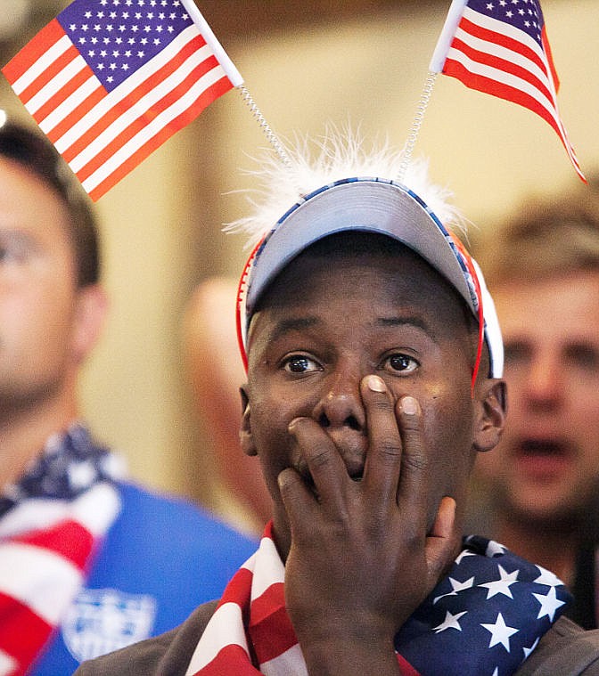 <p><strong>A fan watches</strong> the United States play Tuesday afternoon at a World Cup viewing party in Whitefish.</p><div> </div>