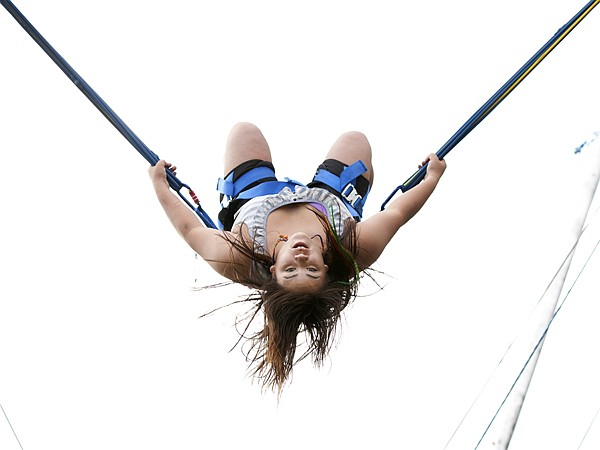 &lt;p&gt;Fifteen-year-old Morgan Payne from Kalispell flips upside down as she jumps on a trampoline provided by the Zone Family Fun Center. The swap meet and farmers market offers a bounce house, pony rides, face painting and more for the kids.&lt;/p&gt;