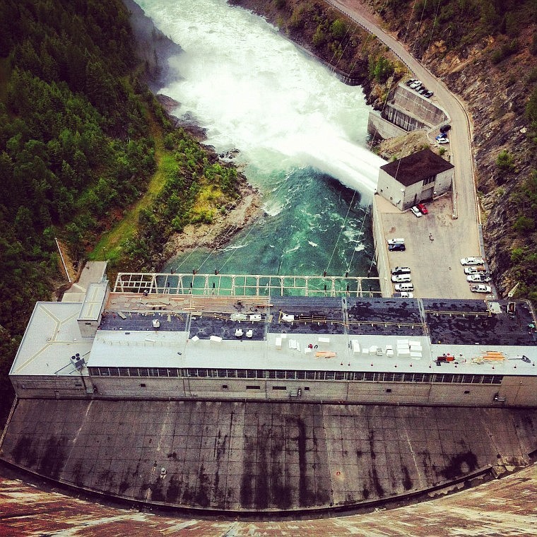 Water spills from jet valves on the Hungry Horse Dam in this file photo. (Daily Inter Lake)