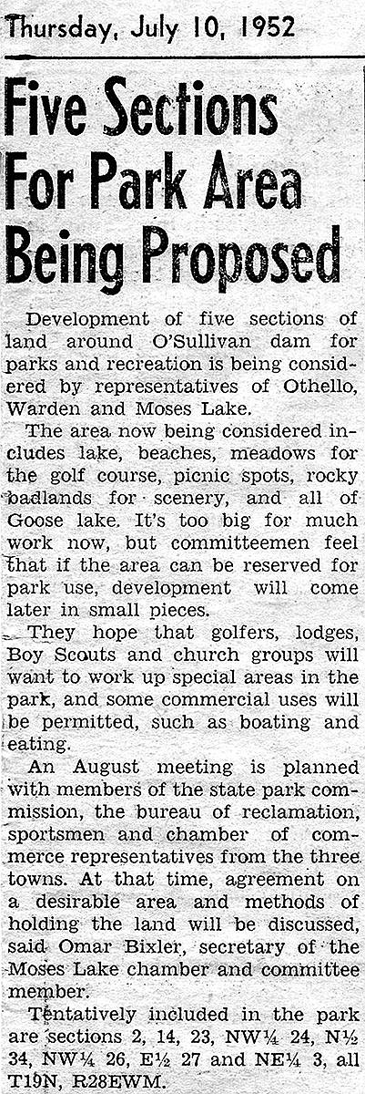 Five Sections For Park Area Being Proposed