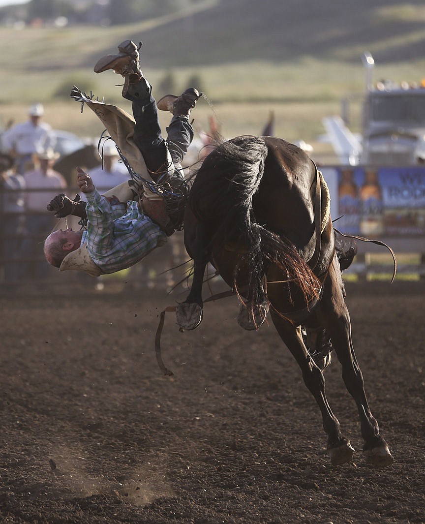 &lt;p&gt;Kylie Richter/ Lake County Leader John Salois of East Glacier competes in bareback riding Friday night at the Mission Mountain rodeo.&lt;/p&gt;