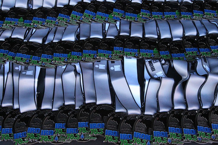 &lt;p&gt;KATIE HARTWIG/Press Ironman participant medals lined up at the finish line, Sunday in Coeur d'Alene.&lt;/p&gt;