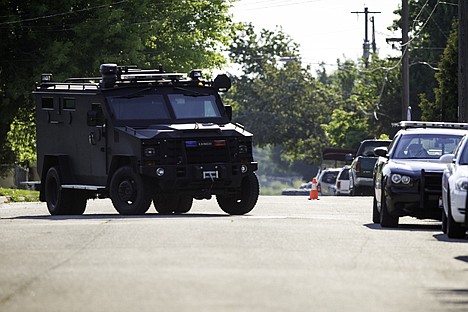 &lt;p&gt;An armored vehicle arrives on the scene of a standoff more than four hours into the ordeal.&lt;/p&gt;