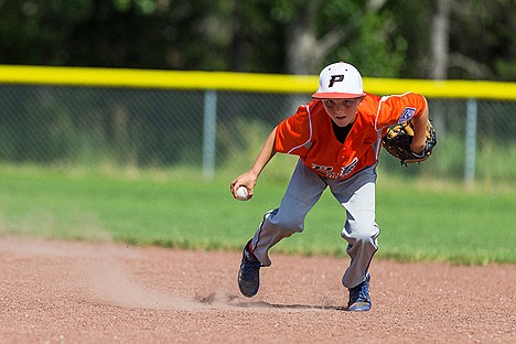 &lt;p&gt;Post Falls Orange&#146;s Dalton Wild looks to first base after fielding a grounder in the third inning against Hayden in age 9-10 play at Lions Field in Rathdrum.&lt;/p&gt;