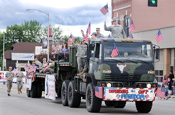 Soldiers in the 639th take part in the 4th of July Parade on Saturday morning in Kalispell.