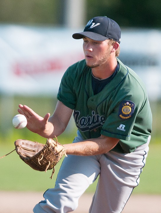 &lt;p&gt;Mission Valley Mariners pitcher Robbie Gauthier fields the ball Friday afternoon during the John R. Harp tournament at Griffin Field.&#160;&lt;/p&gt;