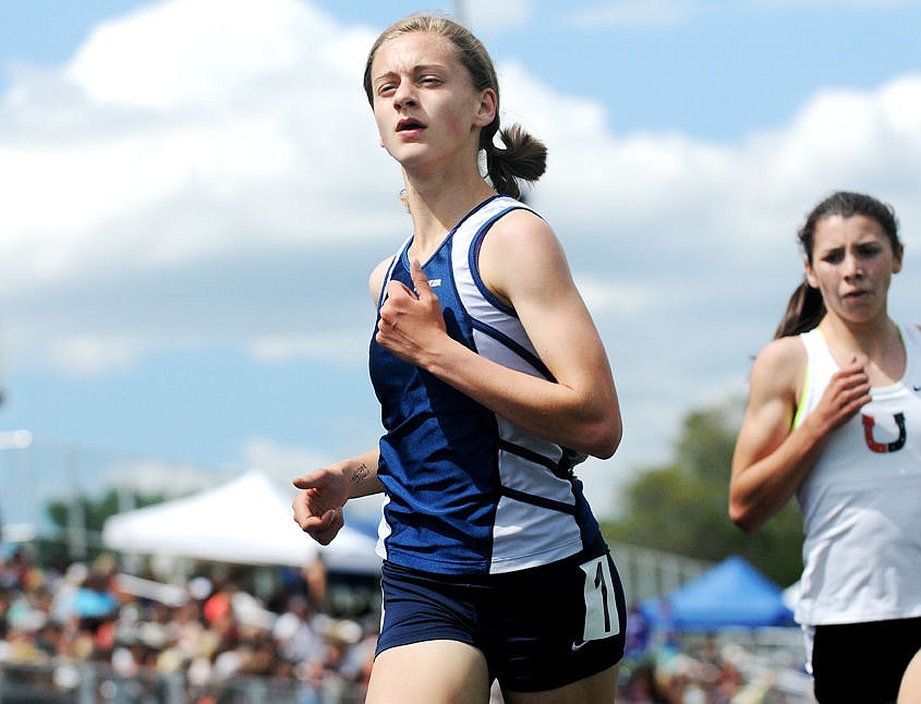 &lt;p&gt;Glacier's Annie Hill leads Billings Senior's Christina Aragon during 3,200-meter race at the Class AA state track and field championship at Legends Stadium. Hill won the race with a time 10:53.17 to help the Wolfpack finish second. (Aaric Bryan/Daily Inter Lake)&lt;/p&gt;