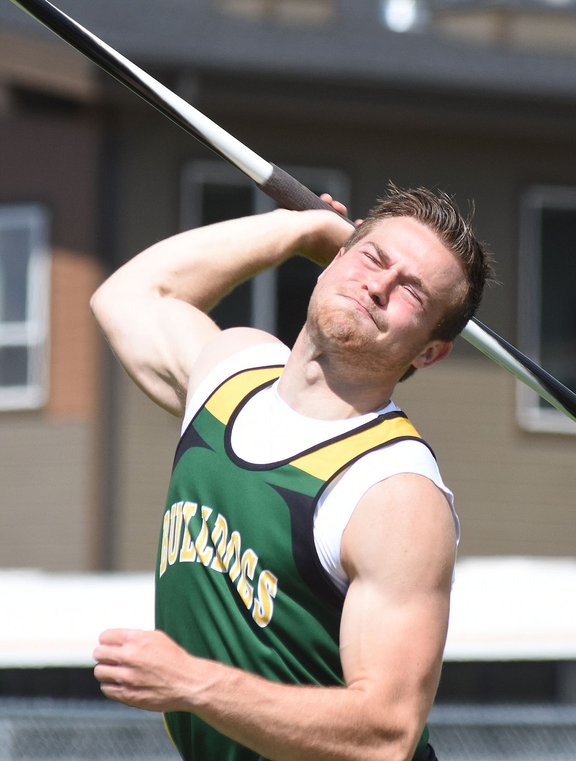 &lt;p&gt;Whitefish's Luke May grimaces as he prepares to throw the javelin at the ARM Invitational Saturday in Whitefish. (Matt Baldwin/Whitefish Pilot)&lt;/p&gt;