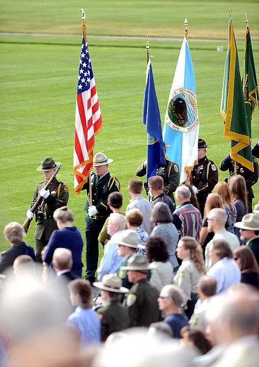 &lt;p&gt;The presentation of the colors at the funeral of Brad Treat on Thursday morning, July 7, at Legends Stadium in Kalispell.&lt;/p&gt;&lt;p&gt;(Brenda Ahearn/Daily Inter Lake)&lt;/p&gt;