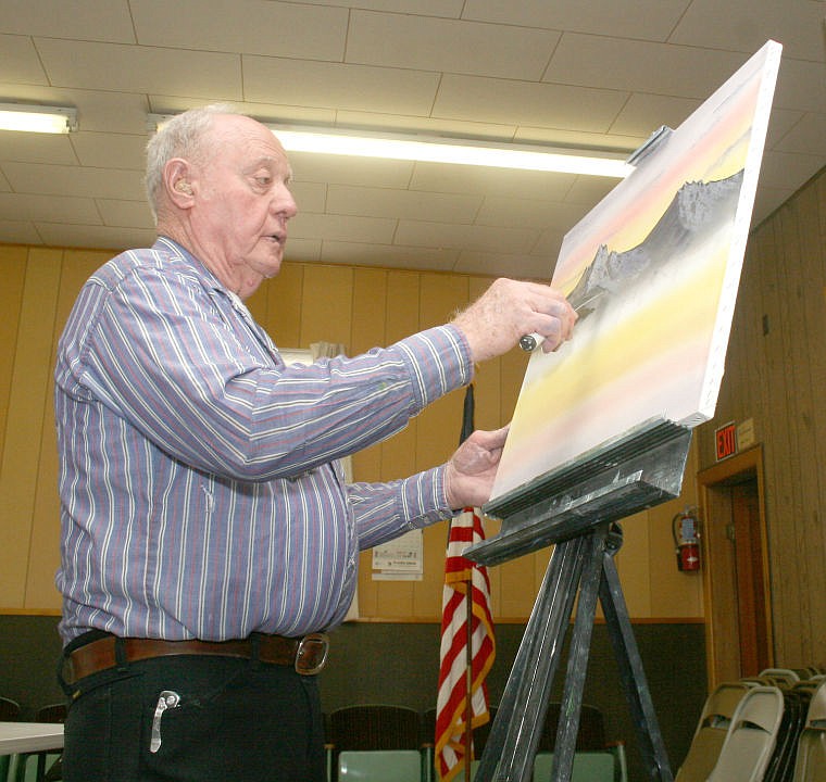 &lt;p&gt;Don Dixon demonstrates the Bob Ross technique for a group of students at the Grange in Plains on Saturday, June 29.&lt;/p&gt;