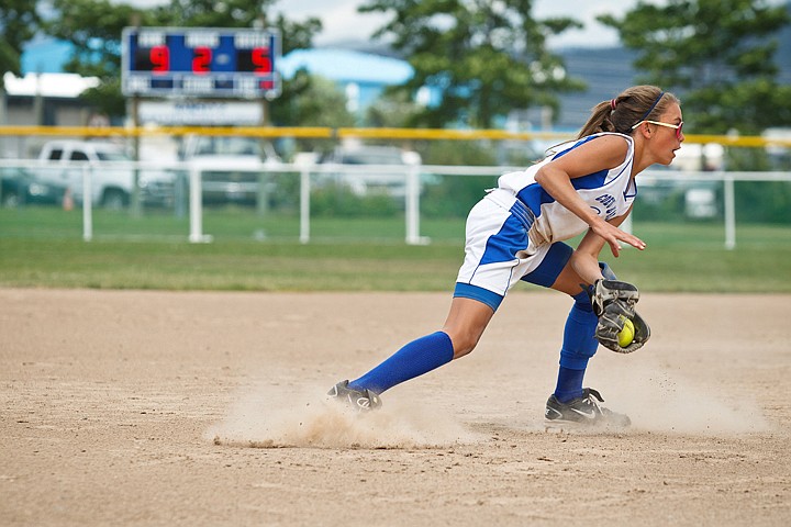 &lt;p&gt;Maura Donovan, shortstop for the Coeur d'Alene Crush '98, fields a ground ball in the second inning vs. the Idaho Sliders at the state ASA 12-and-under softball tournament at Ramsey Park in Coeur d'Alene.&lt;/p&gt;