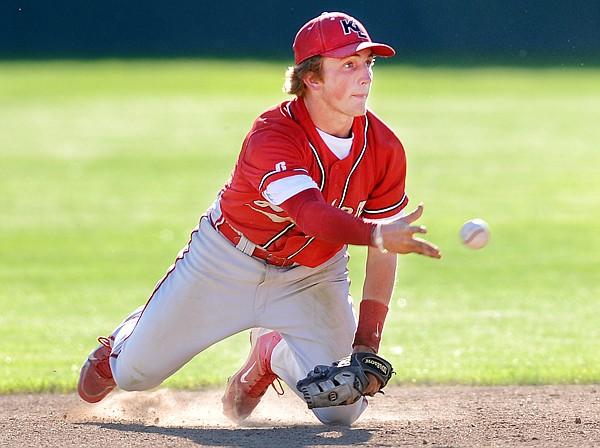 Kalispell Lakers second baseman Dean Stimpson fields the ball during Thursday&#146;s game with the Apple Valley Packers at Memorial Field in Whitefish.