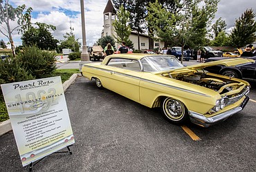 <p>KATIE HARTWIG/Press A classic 1962, Chevy Impala on display during the car show in Post Falls, on Saturday.</p>