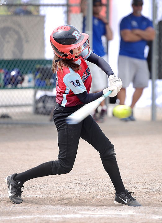 <p>Kalispell Regulators' Halle Schroeder hits during a game against  on Saturday morning, July 9, in Kalispell. (Brenda Ahearn/Daily Inter Lake)</p>