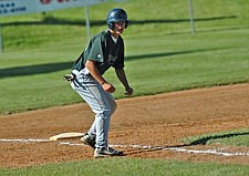 Dalton Molzhon of the Mission Valley Mariners takes a lead from third base during the Firecracker Tournament last weekend in Polson.