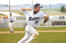 Tyler Linse of the Mission Valley Mariners throws to home during the Firecracker Tournament last weekend in Polson