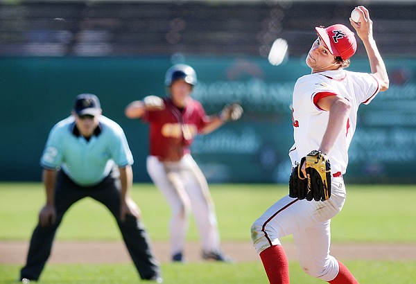 Shane Johnson pitches during the second inning of the game against the Chino Red on Wednesday in Whitefish.