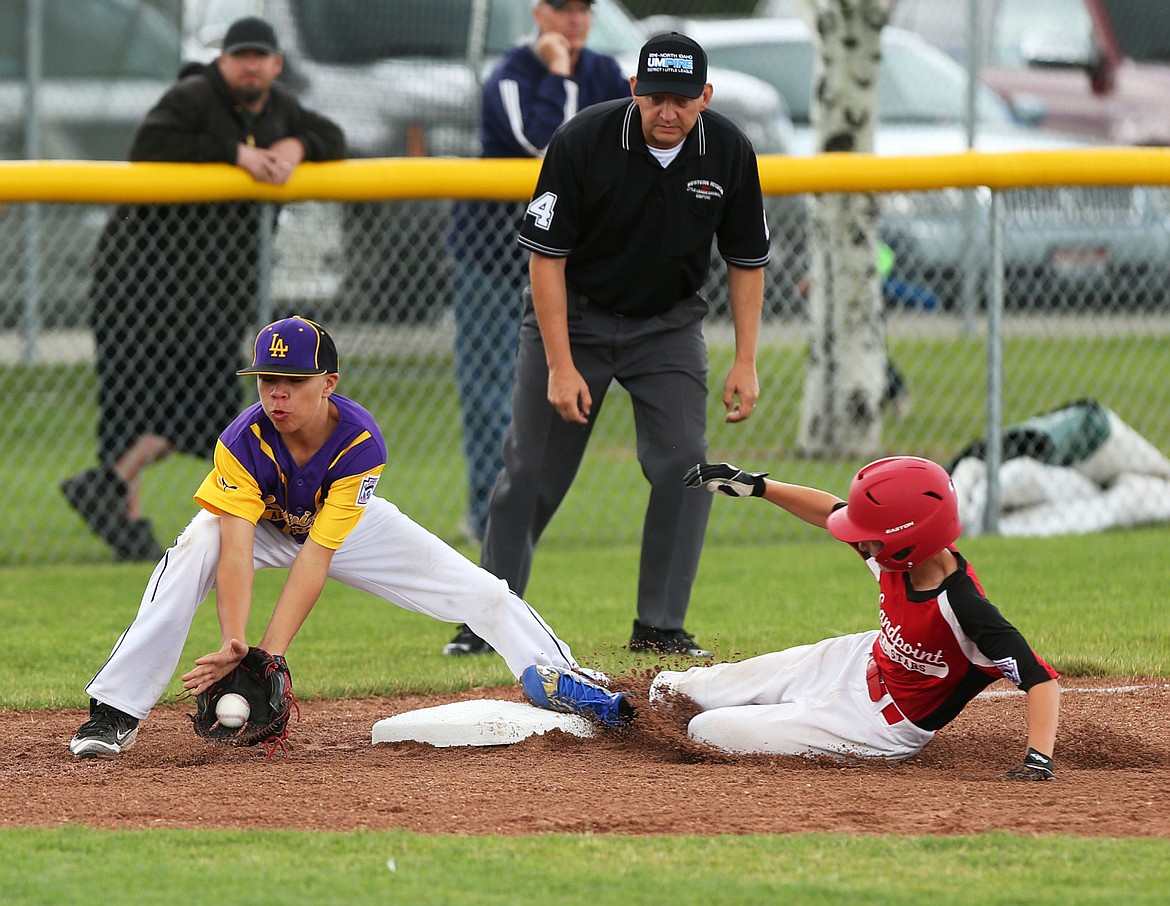 &lt;p&gt;LOREN BENOIT/Press Sandpoint's Colin Roos, right, slides safely into third base before Lewiston third baseman Wyatt Lopez can apply the tag.&lt;/p&gt;