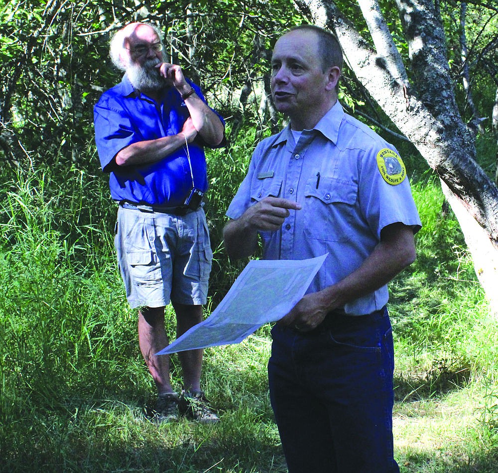 &lt;p&gt;Region One Park Manager Dave Landstrom explains the planned improvements to the Thompson Falls State Park's fish pond following the ribbon cutting ceremony last week.&lt;/p&gt;