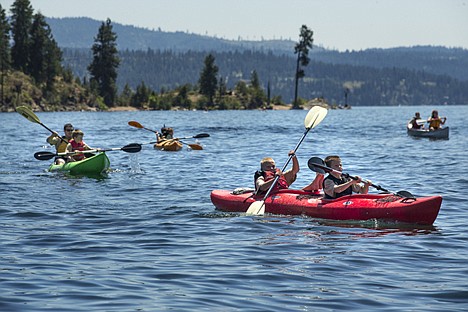 &lt;p&gt;Patrick O'dell, 10, left, and Ethan Davis, 10, navigate their two person kayak around Lake Coeur d'Alene Tuesday afternoon as an activity for camp Ka-Mee-Lin, a local kids summer camp for children ages 10 to 12.&lt;/p&gt;