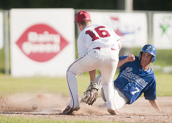 &lt;p&gt;Kalispell third baseman Skylar Brown attempts to tag out Libby&#146;s
Andrew Haggerty as he slides into third base. The Lakers dropped
the Class A American Legion baseball contest to the Loggers Tuesday
night, 12-2.&lt;/p&gt;