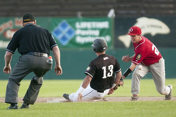 &lt;p&gt;Glacier Twins Cody Elek slides into second base on a steal in
the bottom of the third inning against the Spokane Cannons Friday
evening at Memorial Park.&lt;/p&gt;