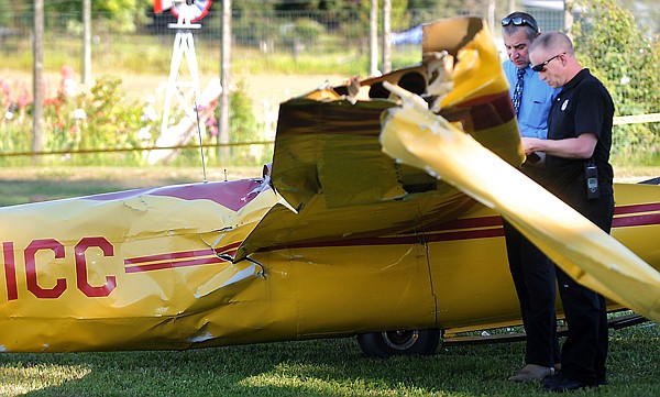 &lt;p&gt;Sheriff Chuck Curry and Undersheriff Jordan White stand next to
a glider that crashed Friday evening just south of the Ferndale
Airfield. A man in his 60s was pronounced dead at the scene while
another man of about the same age was airlifted for treatment,
Curry said.&lt;/p&gt;