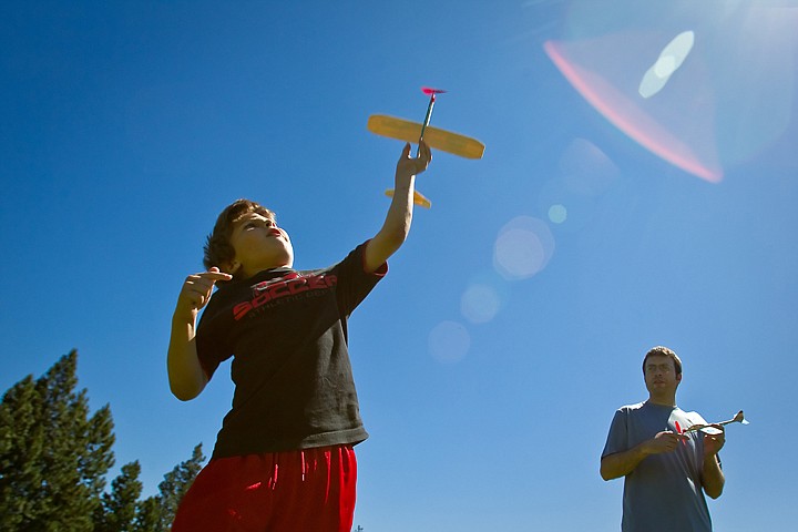 &lt;p&gt;JEROME A. POLLOS/Press Tyler Macklin, 8, throws his balsam-wood airplane skyward during an outing Tuesday to Hilde Kellogg Park in Post Falls with his uncle Jesse Macklin.&lt;/p&gt;