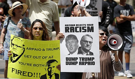 &lt;p&gt;Immigration protesters rally in front of a venue where Republican presidential candidate Donald Trump spoke to a crowd of 3,500, Saturday in Phoenix.&#160;&lt;/p&gt;