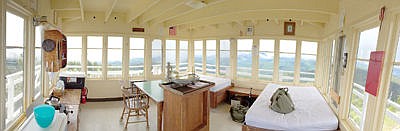 &lt;p&gt;Panorama of the interior of the lookout at Big Creek Baldy. Comforts of home include propane stove, heater and lights, board games, kitchen utensils, paper towels, fire extinguisher, table and chairs, single and double beds and first aid kit. (Paul Sievers/The Western News)&lt;/p&gt;