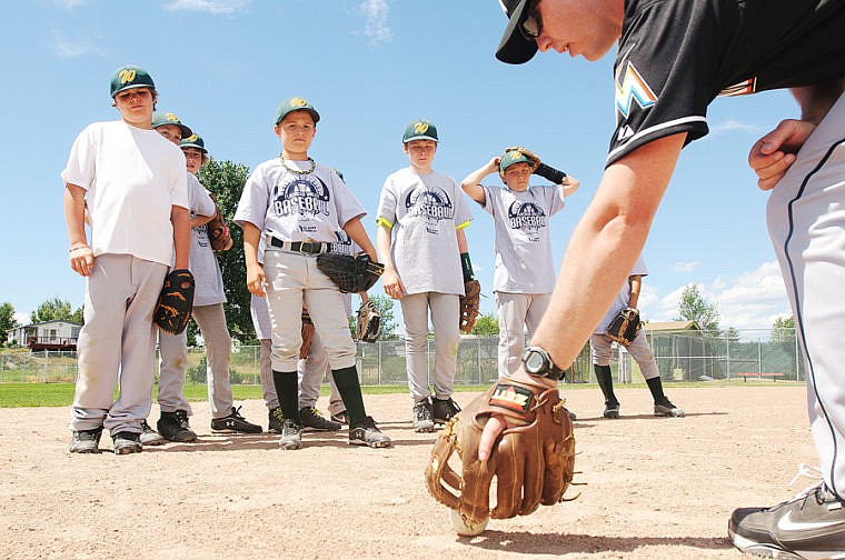 &lt;p&gt;Ryan Wardinsky, Major League Baseball scout for the Miami Marlins, shows a group of players from the Whitefish All-Stars how to field the ball Thursday afternoon during the Flathead Valley Baseball Camp at Griffin Field. July 11, 2013 in Kalispell, Montana. (Patrick Cote/Daily Inter Lake)&lt;/p&gt;