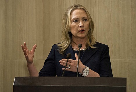 &lt;p&gt;US Secretary of State Hillary Clinton holds a press conference in Cairo Saturday, July 14, 2012. Clinton arrived in Cairo for talks with new Egyptian President Mohamed Morsi, amid a power struggle between the Islamist leader and the generals who ruled Egypt after Hosni Mubarak was ousted. (AP Photo/Brendan Smialowski, Pool)&lt;/p&gt;