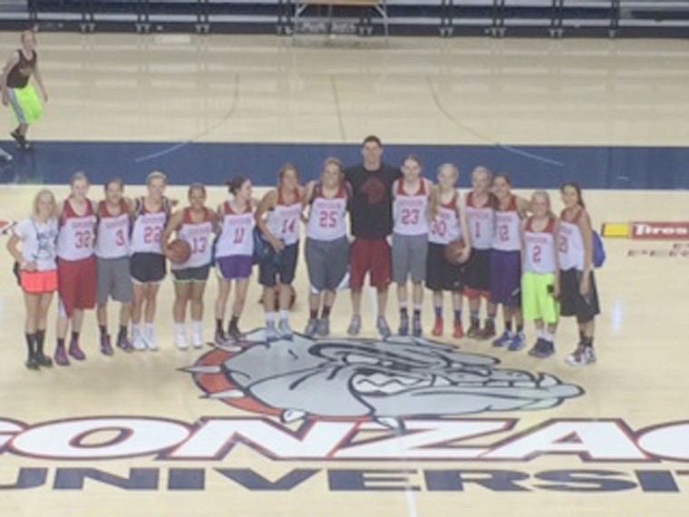 <p>The Superior Bobcats pose for a photo at the Gonzaga Basketball Camp in Spokane, WA.</p>