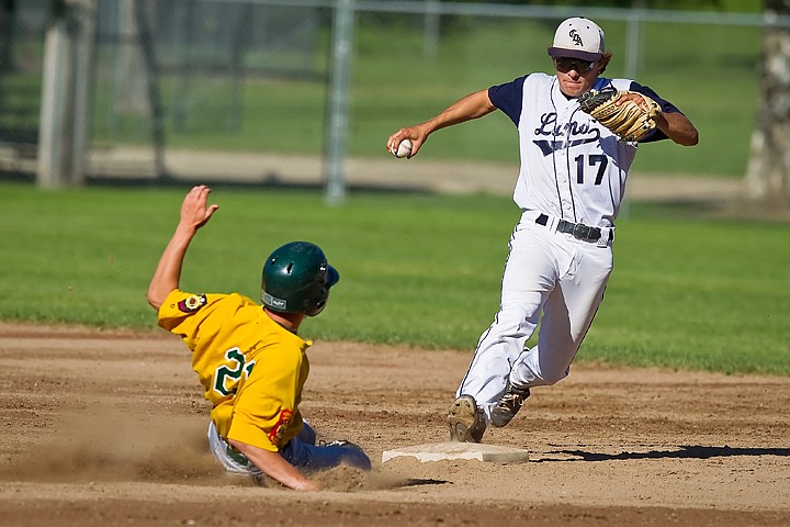 &lt;p&gt;Coeur d'Alene shortstop Austin Keifer beats Lewis-Clark's Tanner Hollingsworth to second base Wednesday for the final out of the first inning in Game 1 of a doubleheader at McEuen Field.&lt;/p&gt;