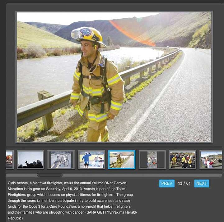 Mattawa firefighter and extreme runner Cielo Acosta during the Yakima River Canyon Marathon.