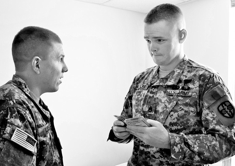 &lt;p&gt;Staff Sgt. Aaron Butler, the 2009 U.S. Army Reserve Noncommissioned Officer of the Year, quizzes Cpl. Adam Lucas, the 2012 U.S. Army Reserve Medical Command NCO of the Year, at Fort McCoy, Wis., July 14, 2012. Butler is serving as a sponsor for Lucas at the 2012 U.S. Army Reserve Best Warrior Competition at Fort McCoy, Wis., June 15-20.&lt;/p&gt;