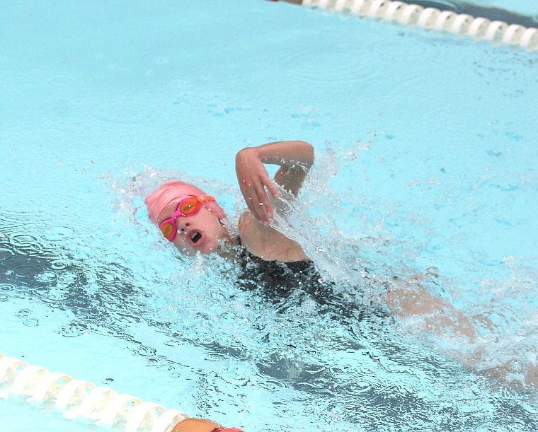 &lt;p&gt;Darian Cremer, 8, of Hot Springs takes a breath during her race in the 8 &amp; Under girls 50 meter freestyle. Cremer made the finals in the event.&lt;/p&gt;