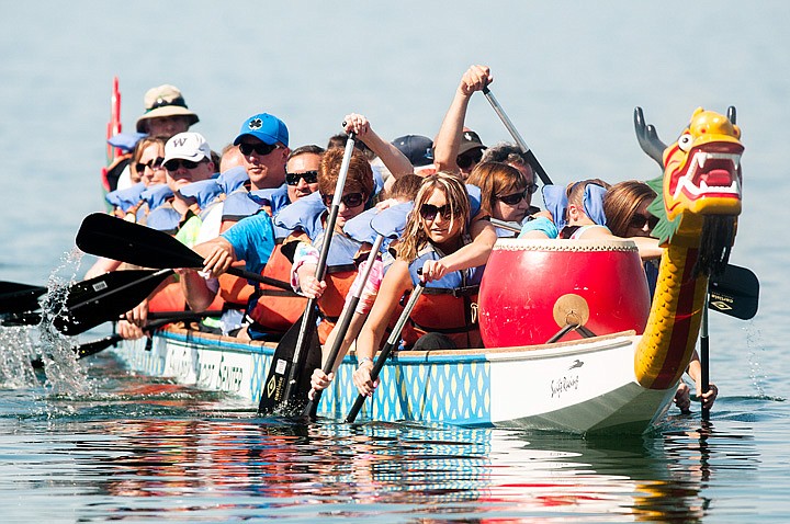 &lt;p&gt;Patrick Cote/Daily Inter Lake The Whitefish Credit Union racing team practice paddling the Snappy Sport Senter dragon boat Thursday afternoon during a demonstration of dragon boat racing on Flathead Lake. Thursday, July 19, 2012 in Bigfork, Montana.&lt;/p&gt;