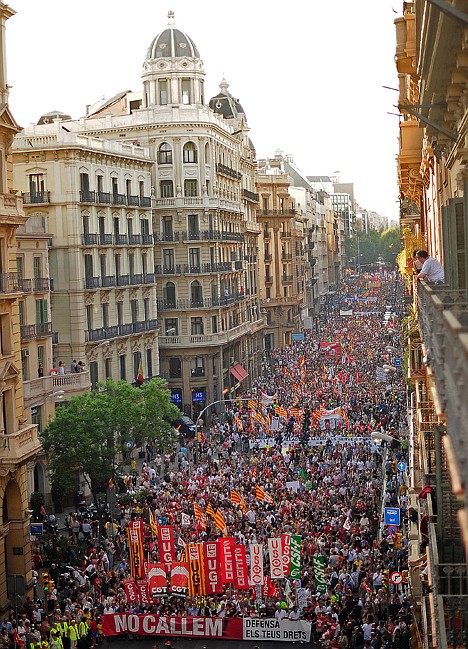 &lt;p&gt;Demonstrators protest against austerity measures announced by the Spanish government in Barcelona, Spain, Thursday. The country is in its second recession in three years and its government borrowing rates are unsustainably high as investors worry the government may face new costs in rescuing the banks. If the government's borrowing rates do not fall back down, it may eventually need a sovereign bailout like those taken by Greece, Ireland and Portugal.&lt;/p&gt;