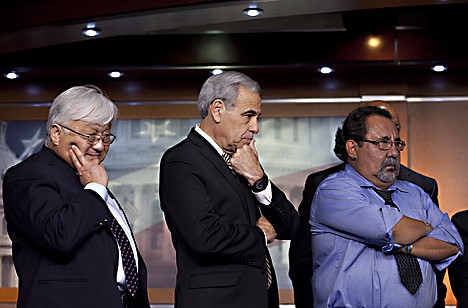 &lt;p&gt;From left, Reps. Stan Honda, D-Calif., Charles Gonzalez, D-Tex. and Raul Grijalva, D-Ariz., listen during a minority caucuses news conference on Capitol Hill in Washington on Wednesday, July 20, 2011. (AP Photo/Harry Hamburg)&lt;/p&gt;