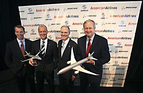 &lt;p&gt;Posing for photos after a news conference from right are Jim Albaugh president and chief executive officer of Boeing Commercial Airplanes, Gerard J. Arpey president and CEO of AMR Corporation, Thomas Enders CEO of Airbus and Tom Horton president of American Airlines at Dallas-Fort Worth International airport in Grapevine, Texas Wednesday, July 20, 2011. American Airlines is buying at least 460 new planes over the next five years in the biggest single passenger jet order in history. And in a victory for Airbus, it's splitting the work between the European plane maker and Boeing. American will buy 260 planes from Airbus and 200 from Boeing Co.(AP Photo/LM Otero)&lt;/p&gt;