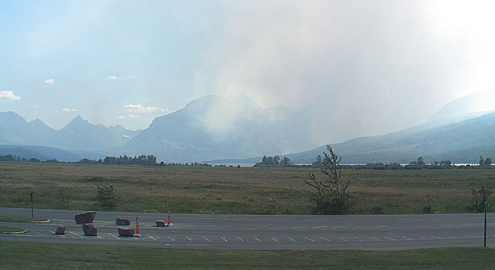 Smoke visible from St. Mary