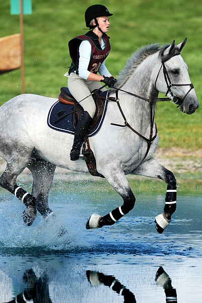 Lauren Riley Plog of Sammamish, Wash., rides Zephyrus in the Junior Open Novice B competition on Friday morning at the Event at Rebecca Farm.