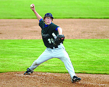 Jacob Young delivers a pitch for the Mission Valley Mariners.