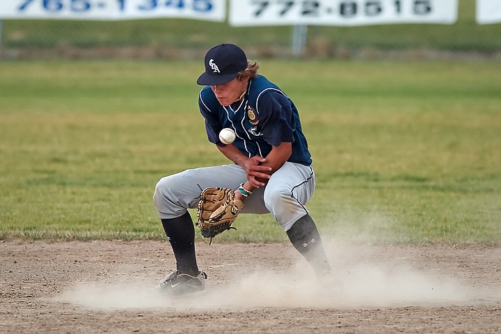 &lt;p&gt;Austin Keifer, second baseman for the Coeur d'Alene Lumbermen, uses his body to stop the ball Thursday in the fifth inning of the American Legion AA District 1 baseball tournament in Post Falls.&lt;/p&gt;