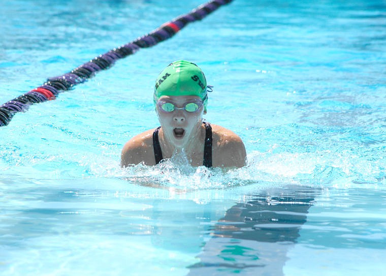 &lt;p&gt;Kendra Newman swims the breaststroke during a meet in Fort Benton earlier in the season.&lt;/p&gt;