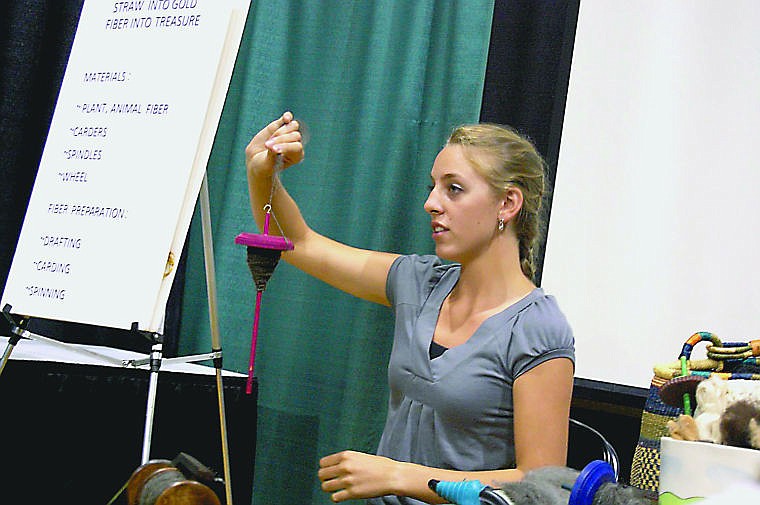 &lt;p&gt;Mahala Sweet of the South Side Sparks 4-H Club (Plains) demonstrates how to spin using a top whorl drop spindle during her first place demonstration at Montana 4-H Congress. Photo by Sarah Naegeli&lt;/p&gt;