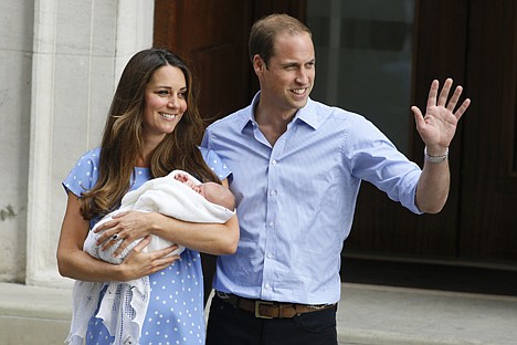 &lt;p&gt;Britain's Prince William, right, and Kate, Duchess of Cambridge, hold the Prince of Cambridge, Tuesday as they pose for photographers outside St. Mary's Hospital exclusive Lindo Wing in London where the Duchess gave birth on Monday July 22. The Royal couple are expected to head to London's Kensington Palace from the hospital with their newly born son, the third in line to the British throne.&lt;/p&gt;