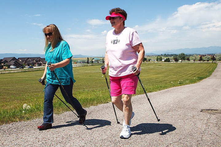 &lt;p&gt;Patrick Cote/Daily Inter Lake Linda Smith, right, and Kathy Prim nordic walk near the Christian Center in Kalispell on Friday afternoon. &quot;In the past I wouldn't have been able to climb this hill,&quot; said Smith. &quot;The poles just take all the pressure off your back and knees.&quot; Friday, July 20, 2012 in Kalispell, Montana.&lt;/p&gt;